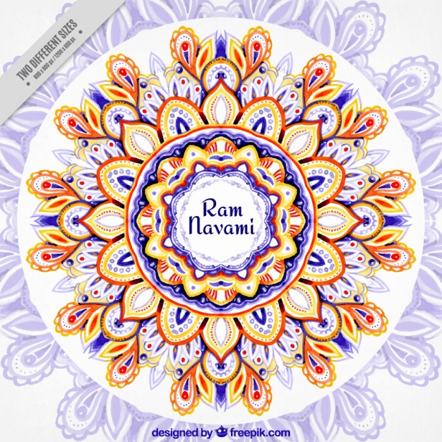 626x626 Watercolor Beautiful Floral Ram Navami Background Free Vectors