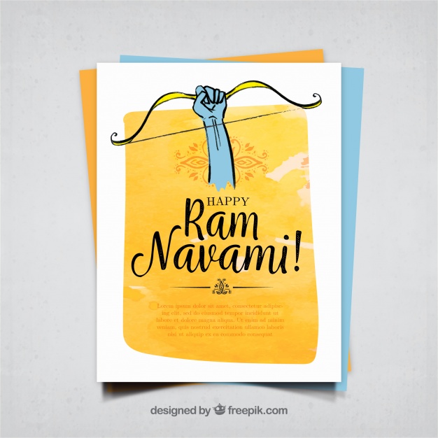 626x626 Hand Drawn Ram Navami Watercolor Greeting Vector Free Download