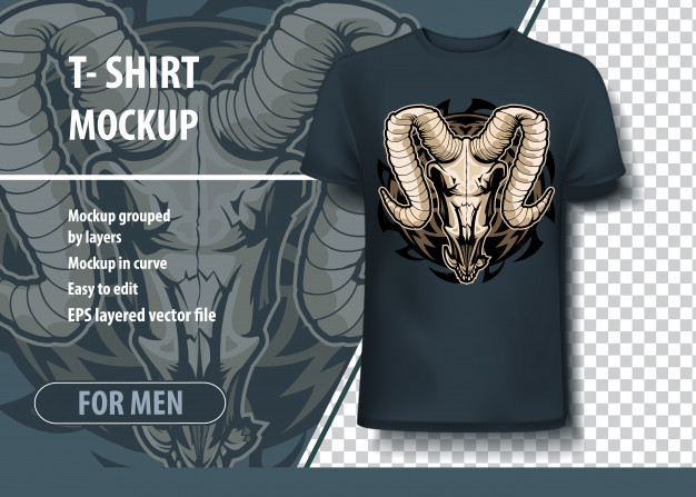 626x447 Mockup Template With Ram Skull Layout Vector As An Offer Printing