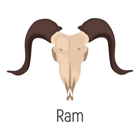 450x450 Ram Skull Color Vector Icon Flat Design Royalty Free Vector Graphics