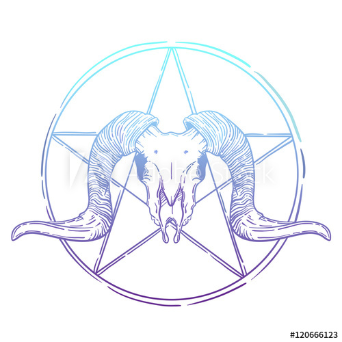 500x500 Ram Skull Vector Illustration Occult Symbol Sheep And Star