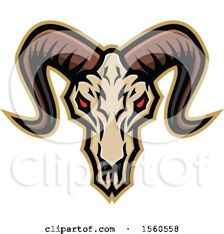 450x470 Clipart Of A Red Eyed Demonic Ram Skull