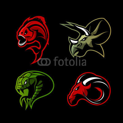 400x400 Furious Piranha, Ram, Snake And Dinosaur Head Sport Vector Logo
