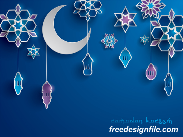 600x450 Blue Ramadan Background With Decor Glantern Vector Free Download