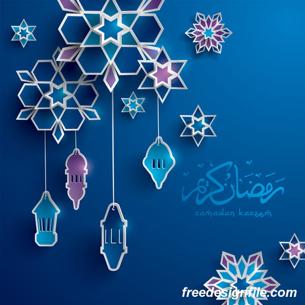 600x600 Blue Ramadan Background With Decor Glantern Vector