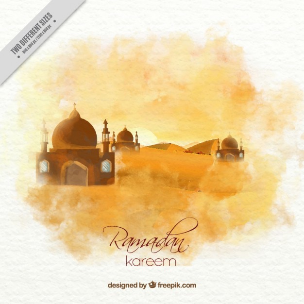 Watercolor Landscape Ramadan Background Vector Free Download 626x626 Watercolor Landscape Ramadan Background Vector Free Download