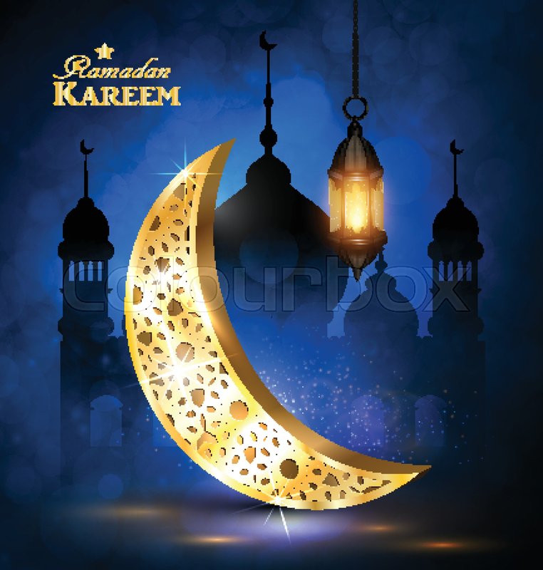 762x800 Ramadan Greetings With Golden Moon Stock Vector Colourbox