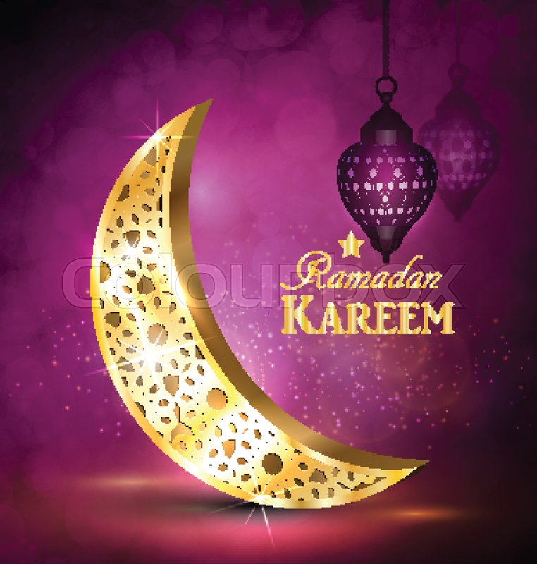 762x800 Ramadan Greetings With Golden Moon On Stock Vector Colourbox
