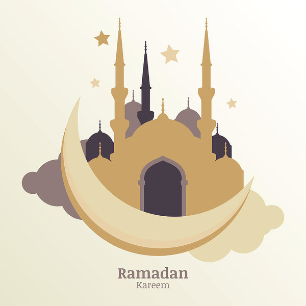 Ramadan Kareem Vector Greeting Card, Silhouette Of Golden Mosque 600x600 Ramadan Kareem Vector Greeting Card, Silhouette Of Golden Mosque