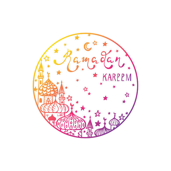 Ramadan Kareem Vector Round Sticker Hand Drawn Crescent Moon 600x600 Ramadan Kareem Vector Round Sticker Hand Drawn Crescent Moon