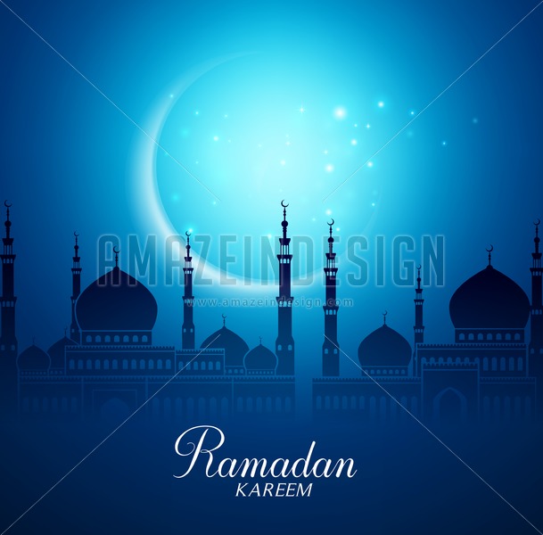 609x600 Mosque Vector And Crescent Moon For Ramadan
