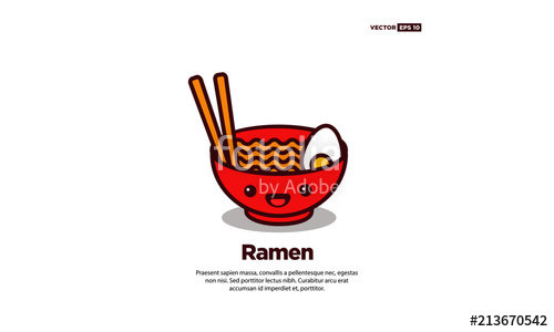 500x300 Happy Smiling Face Ramen Bowl Vector Illustration In Flat Style