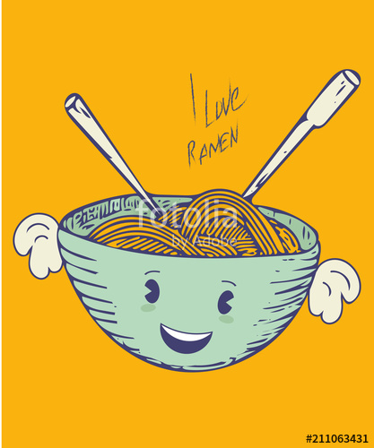 417x500 I Love Ramen Vector Illustration Kawaii Cute Ramen Noodle Bowl