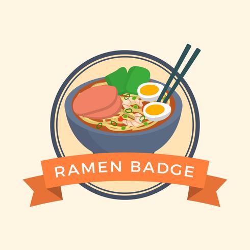 490x490 Flat Ramen Badge Vector Illustration