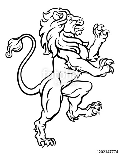 387x500 Lion Standing Rampant Heraldic Crest Stock Image And Royalty Free