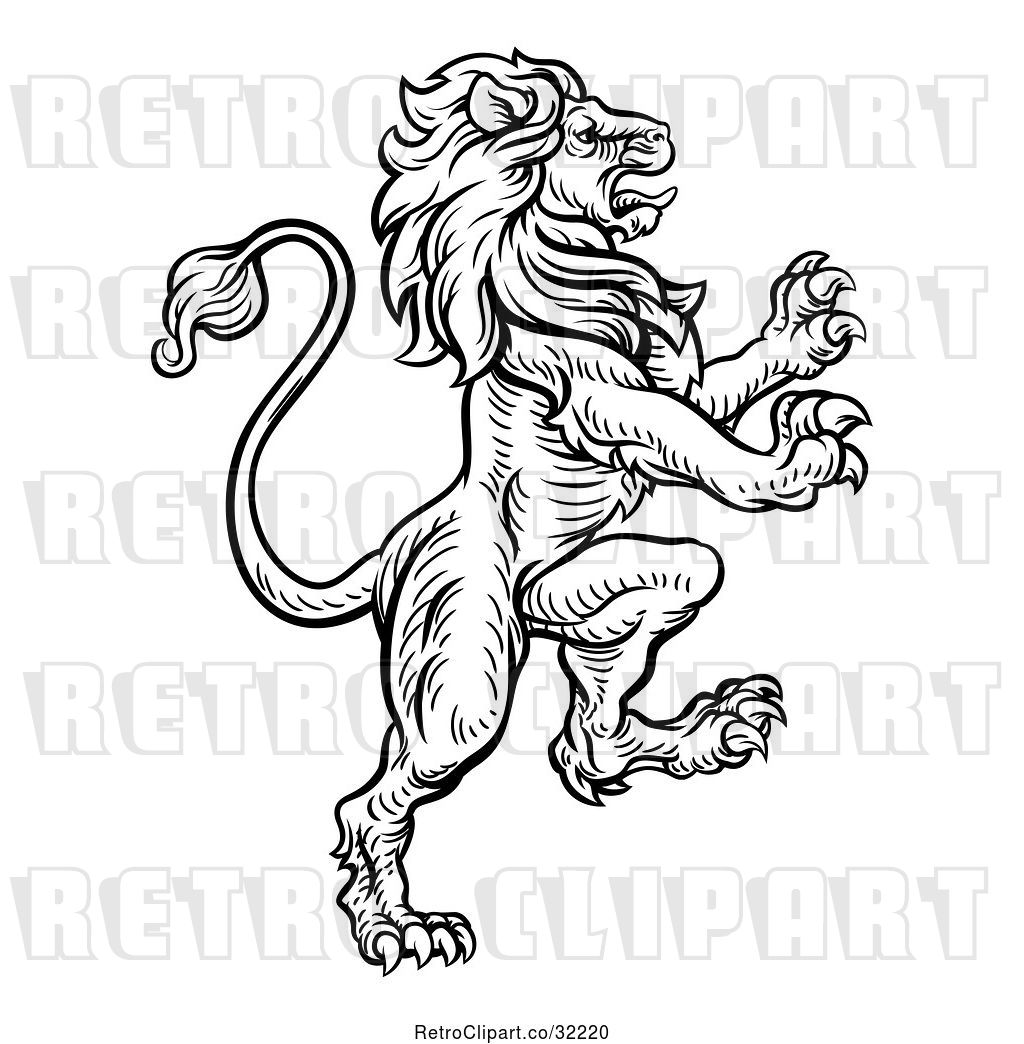 1024x1044 Vector Clip Art Of Retro Heraldic Rampant Lion