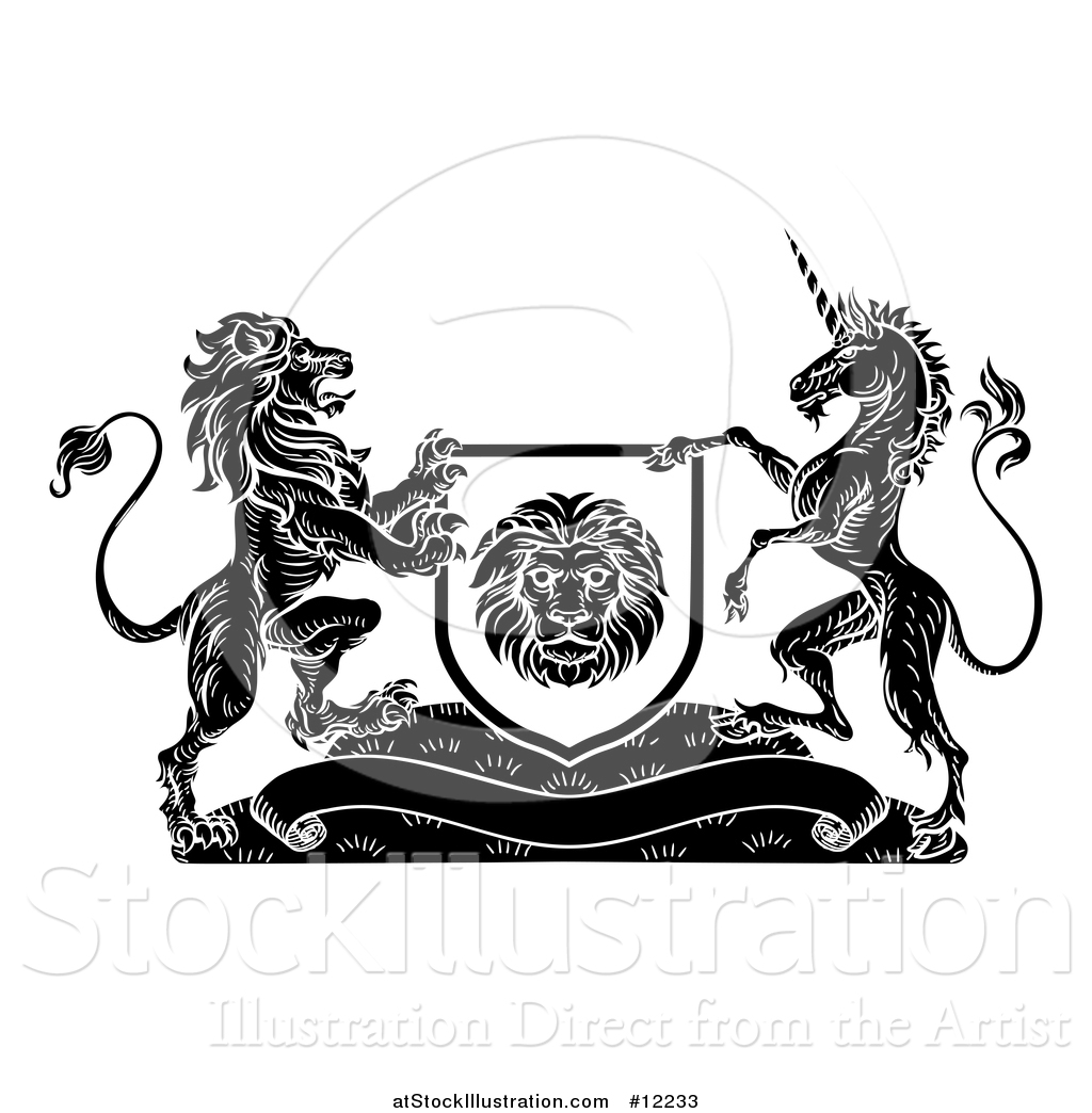 1024x1044 Vector Illustration Of A Rampant Lion And Unicorn Flanking