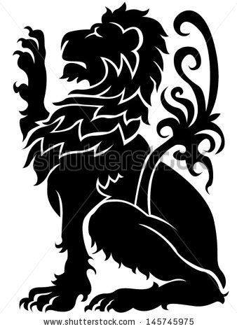 338x470 Royal Rampant Lion Sillhouette Heraldic Lion Stock Photos