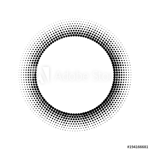 500x500 Halftone Circle Frame With Black Abstract Random Dots Vector