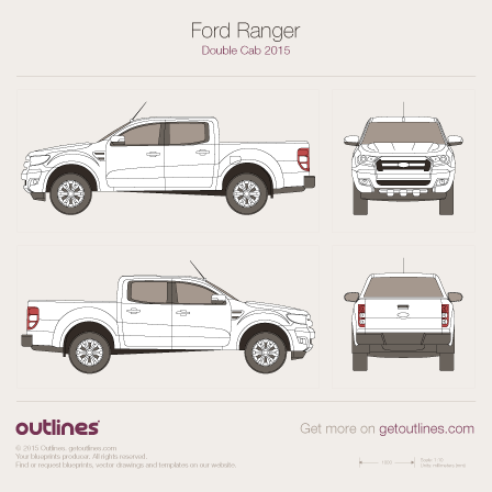 448x448 Ford Ranger Double Cab Pickup Truck Drawings