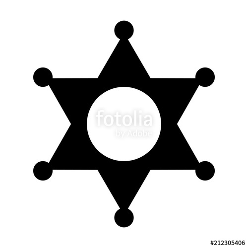 500x500 Western Six Pointed Star Sheriff Ranger Badge Flat Vector Icon