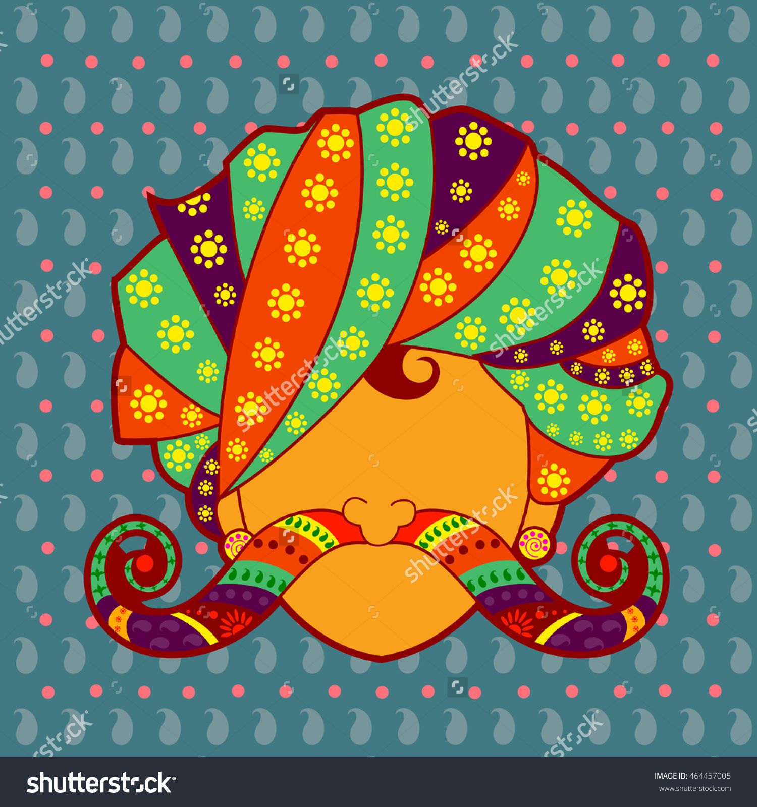 1500x1600 Vector Design Of Rajasthani Man With Turban And Moustache