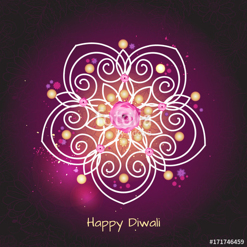 500x500 Violet Color Background Design For Diwali Festival With Rangoli