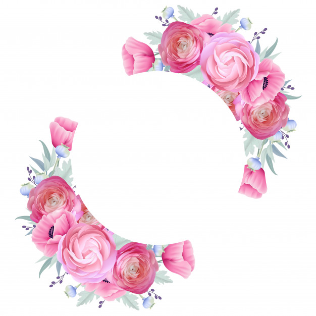 626x626 Frame Background With Floral Ranunculus And Poppy Flowers Vector