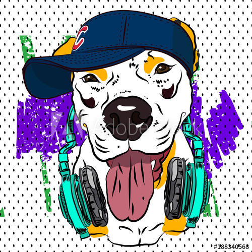 500x500 Cool Print For T Shirt Bulldog In The Form Of Rapper Vector