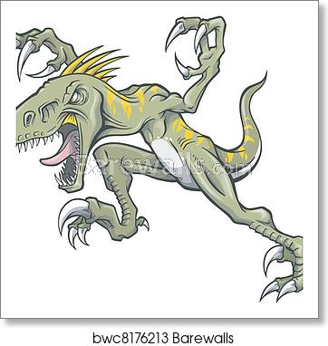 Raptor Dinosaur Vector Illustration, Art Print Barewalls Posters 362x382 Raptor Dinosaur Vector Illustration, Art Print Barewalls Posters