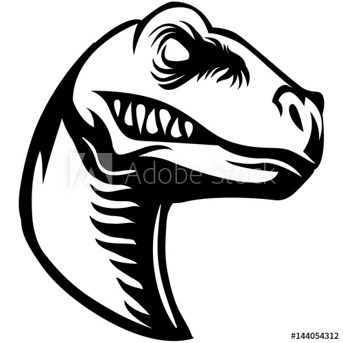 Scary Raptor Head Clipart Black And White 500x500 Scary Raptor Head Clipart Black And White