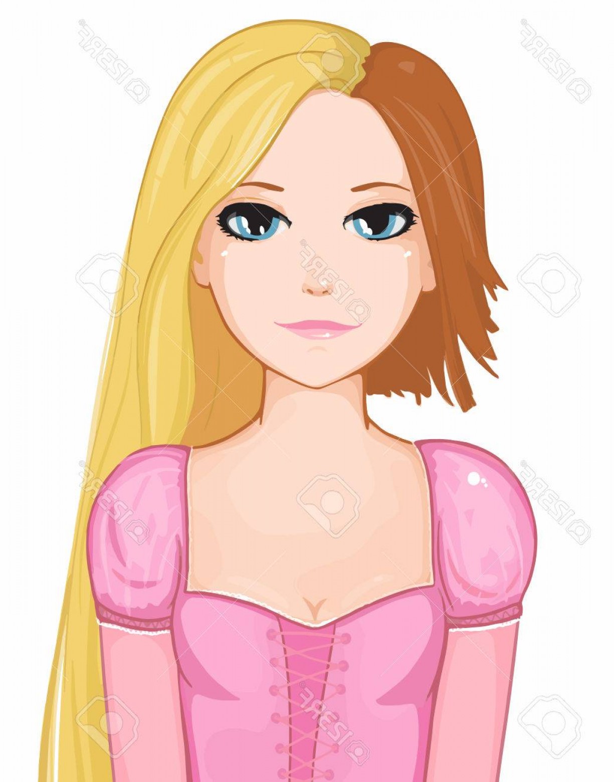1225x1560 Photostock Illustration Girl Wearing Rapunzel Costume Vector