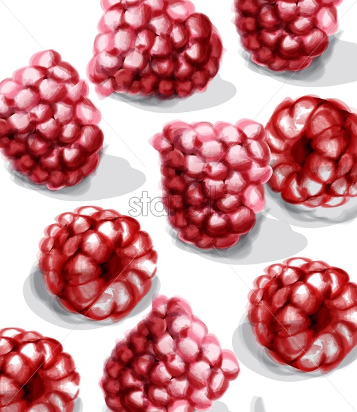 520x600 Raspberry Vector Watercolor Juicy Banner Summer Poster Starpik