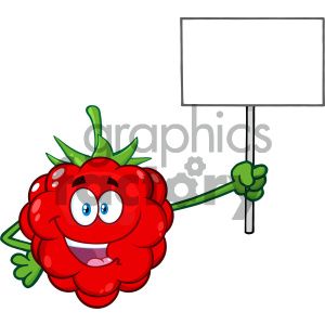 300x300 Royalty Free Rf Clipart Illustration Red Raspberry Fruit Cartoon
