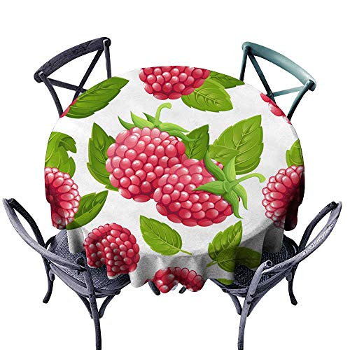 500x500 Stain Resistant Round Tablecloth Seamless Pattern Of Raspberry