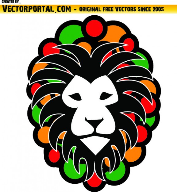 577x626 Lion Head With Rastafari Colors Vector Free Download