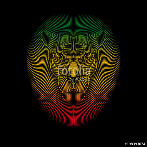 500x500 Engraving Of Stylized Rasta Lion On Black Background Linear