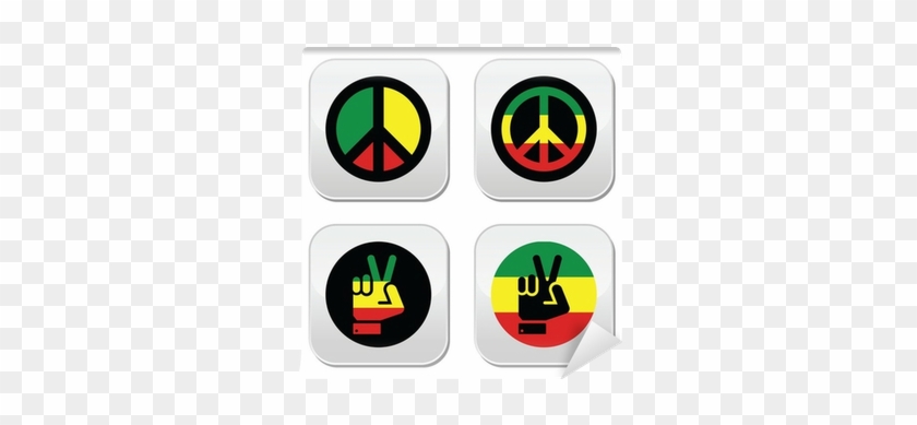 840x389 Rasta Peace, Hand Gesture Vector Icons Set Wall Mural