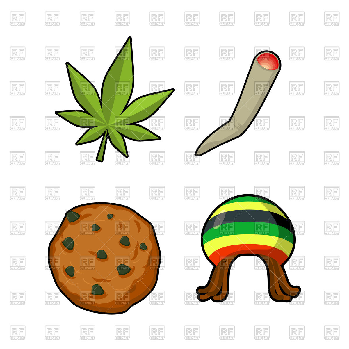 1200x1200 Set Of Rasta Icons Green Leaf Of Marijuana, Cookie