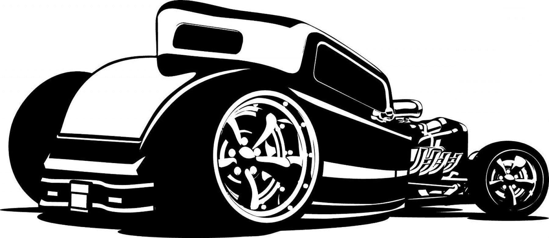 1800x781 Hot Rod Clipart Black And White Soidergi