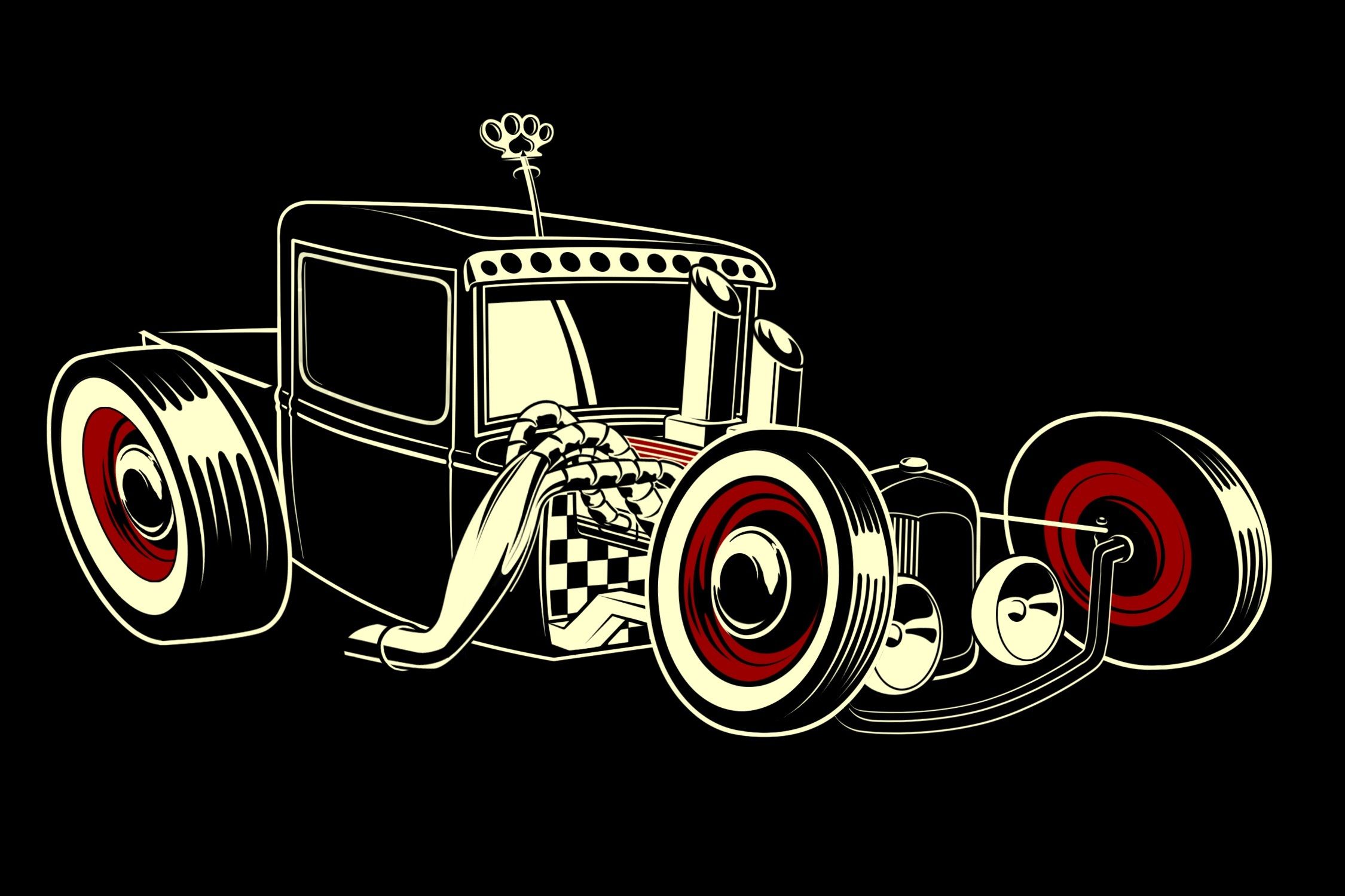 2250x1500 Rat Rods Cartoons Rat Rod Hot Retro Vector Emgine Cartoon