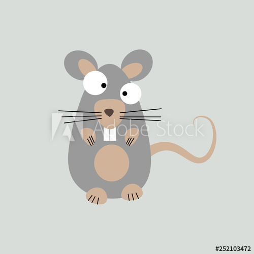 500x500 Forest Animal, Cute Small Gray Mouse Icon Isolated Funny Rat
