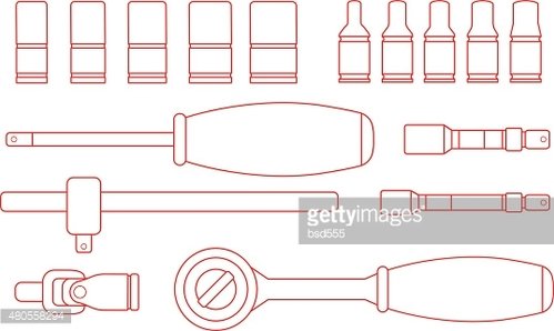 499x298 Ratchet And Socket Icon Contour Premium Clipart