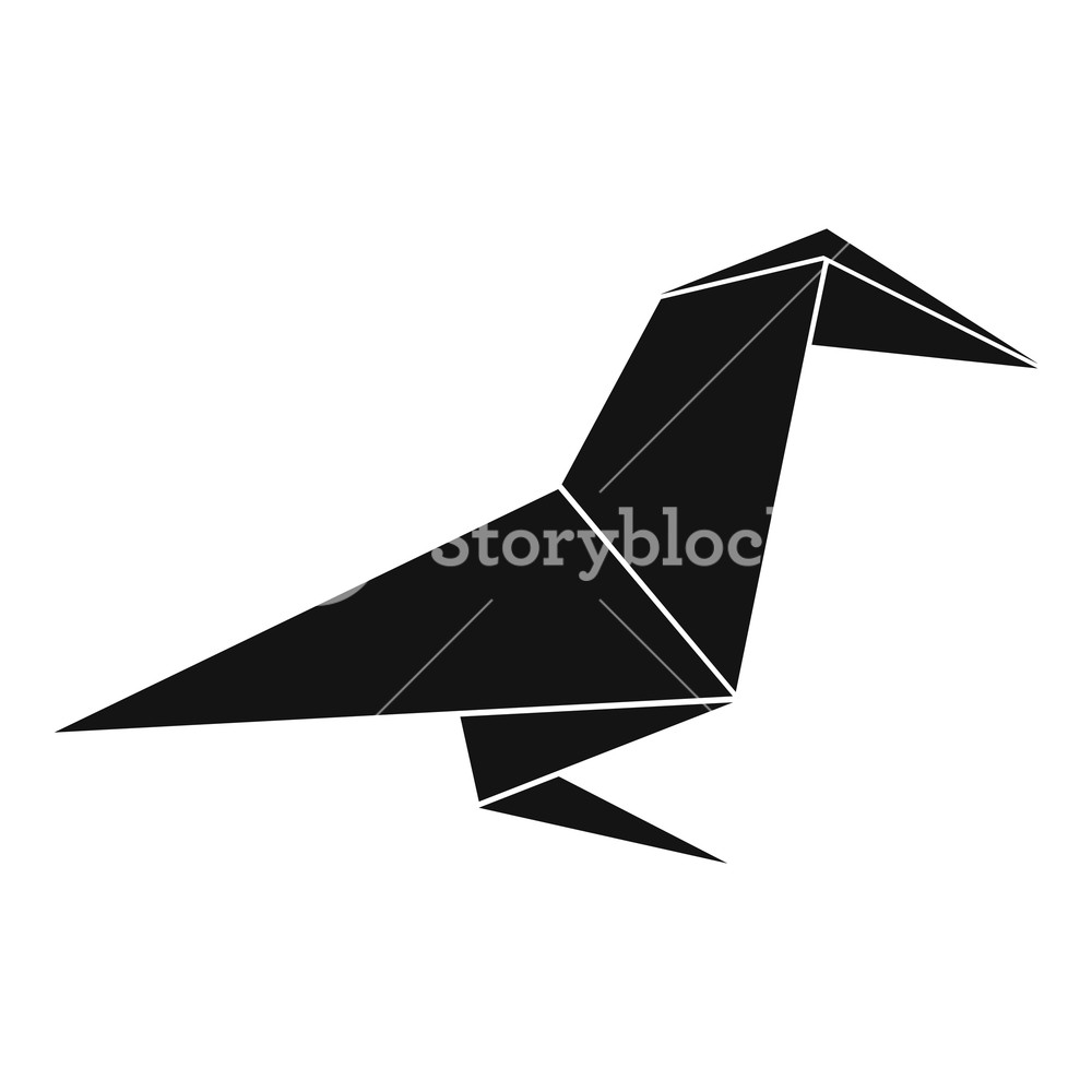 1000x1000 Origami Raven Icon Simple Illustration Of Origami Raven Vector