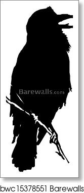 Raven Vector Silhouette Art Print Barewalls Posters Prints 166x382 Raven Vector Silhouette Art Print Barewalls Posters Prints
