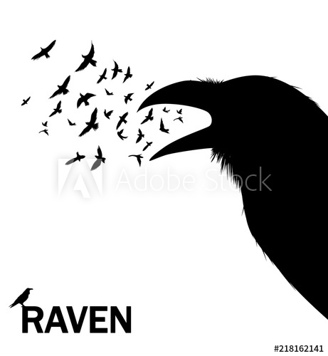 Croaking Crow Or Raven Vector Illustration For Wall Decor Sticker 461x500 Croaking Crow Or Raven Vector Illustration For Wall Decor Sticker