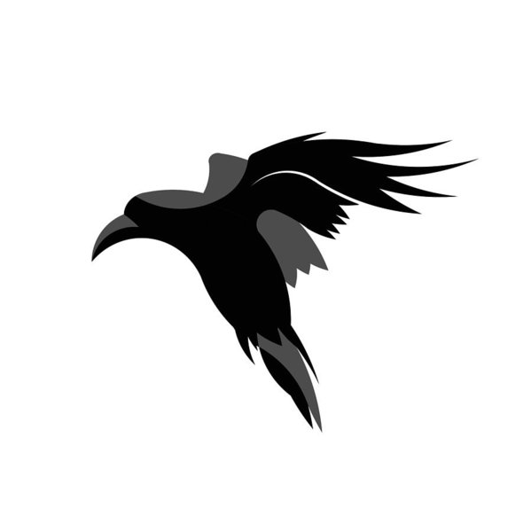 599x600 Raven Flying Vector Art Print