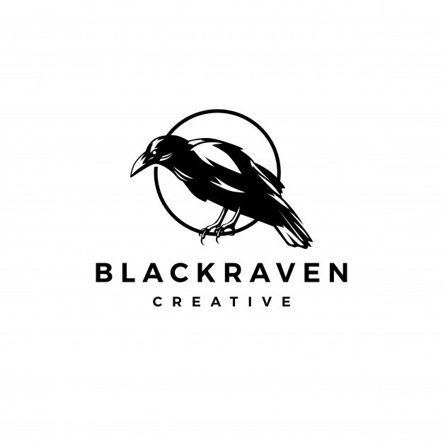 626x626 Black Raven Crow Logo Vector Icon Illustration Vector Premium