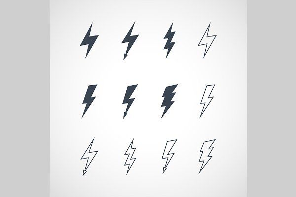600x400 Vector Lightning Icon Set