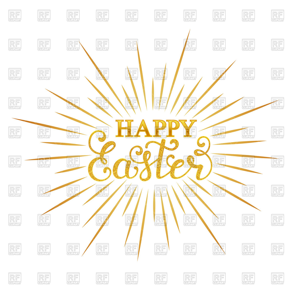 1200x1200 Happy Easter Inscription With Gold Rays Vector Image Of Objects